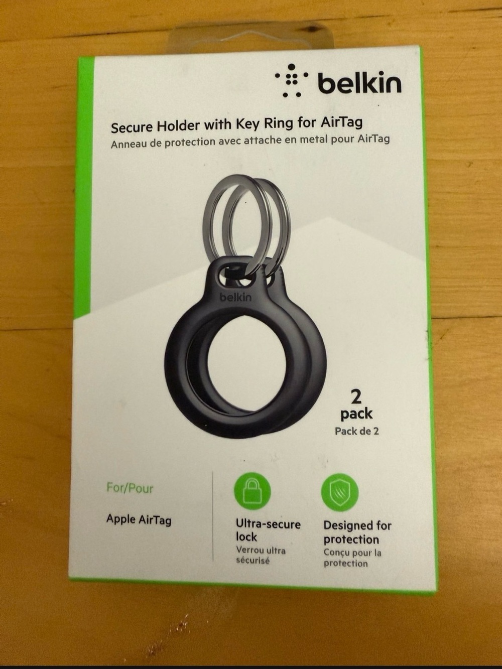 Belkin Black Twist-Lock AirTag Key Ring Holder